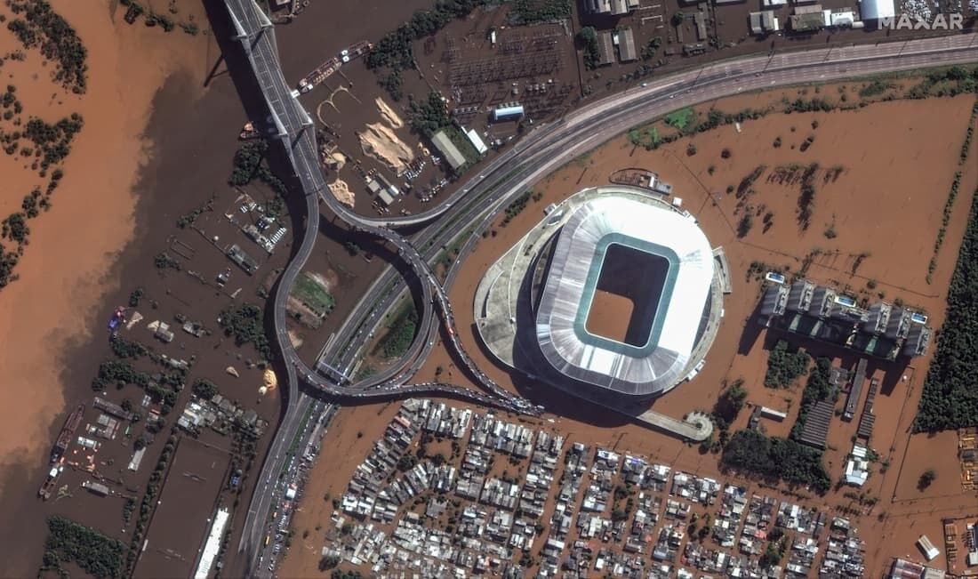 Arena do Grêmio após as fortes chuvas no Rio Grande do Sul