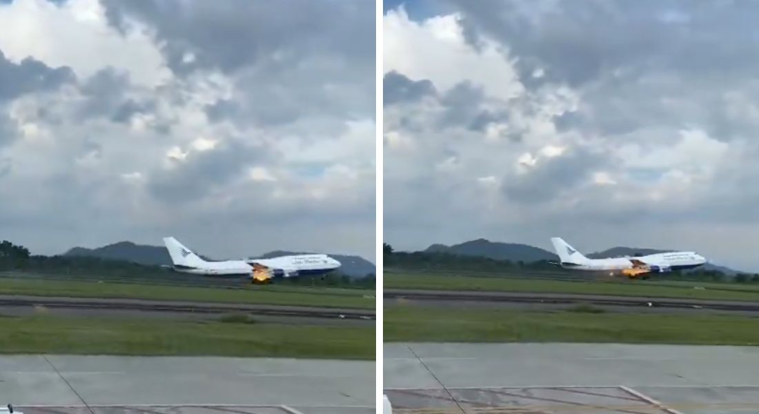 Boeing 747 tem fogo no motor durante a decolagem e faz pouso de emergência