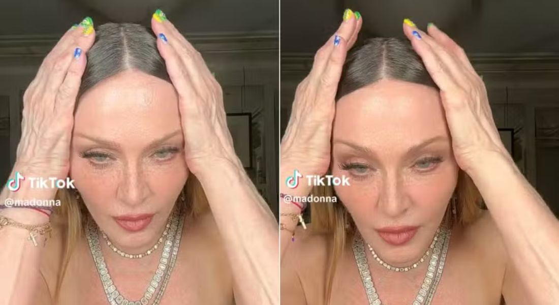 Madonna aparece com unhas pintadas nas cores do Brasil no TikTok