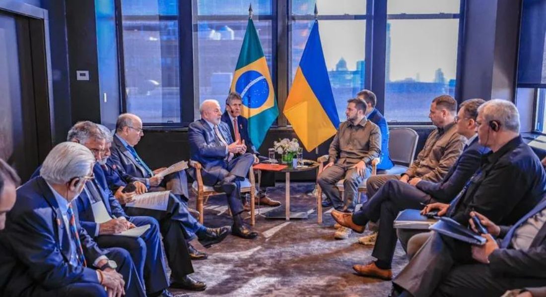 O presidente Lula e o presidente Volodymyr Zelensky, da Ucrânia, se reúnem no âmbito da Assembleia Geral da ONU, em Nova York