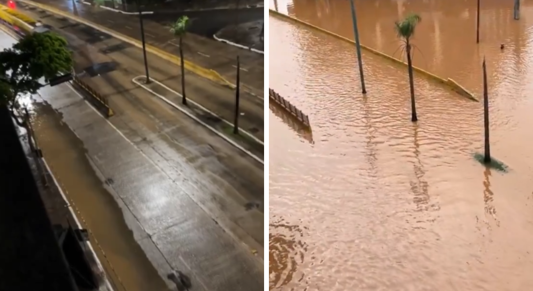 Chuvas no RS: rua é tomada pela água em menos de 12 horas