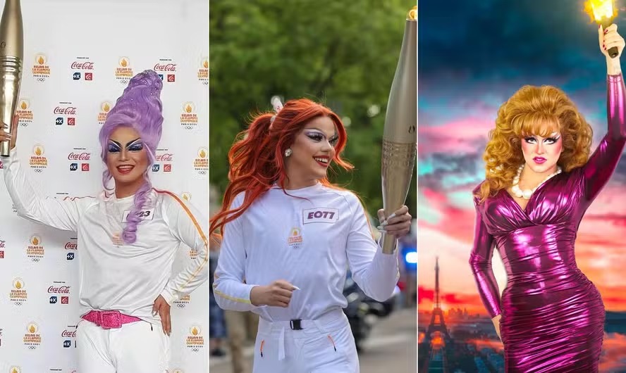 Miss Martini, Nicky Doll e Minima Gesté entraram para a história como as primeiras drag queens a carregarem a tocha 