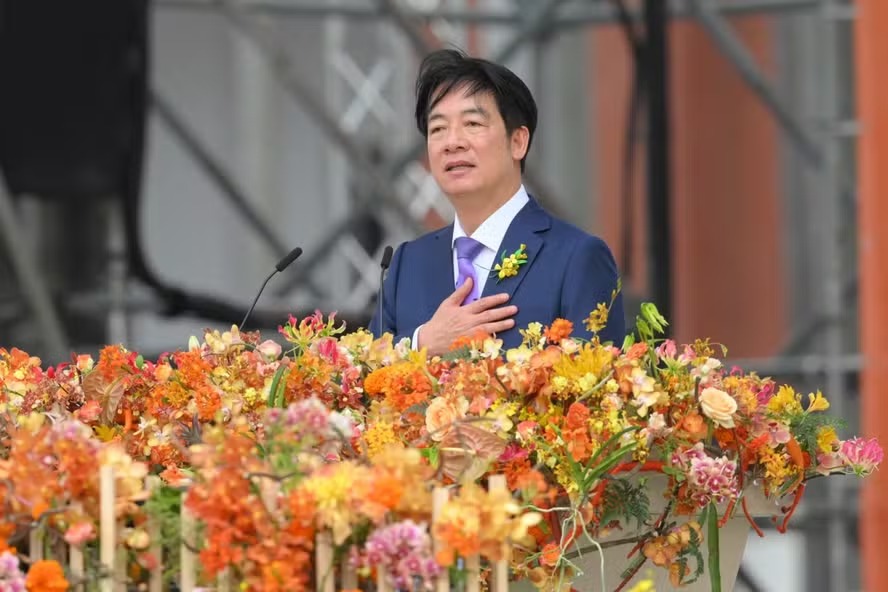 O presidente de Taiwan, Lai Ching-te, faz discurso de posse após cerimônia no Gabinete Presidencial, em Taipei.