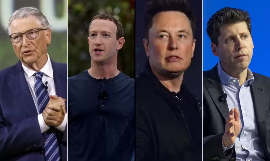 Bill Gates, Mark Zuckerberg, Elon Musk e Sam Altman estão entre super ricos que se comprometeram em doar fortuna para a caridade 