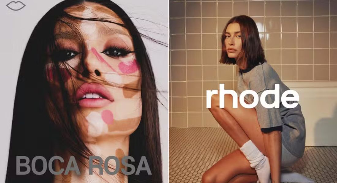 Nova identidade da marca de Boca Rosa é comparada com a da empresa de Hailey Bieber