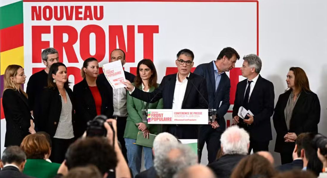 Parlamentares de esquerda francesa apresentam manifesto da Nova Frente Popular, que vai concorrer nas eleições da França