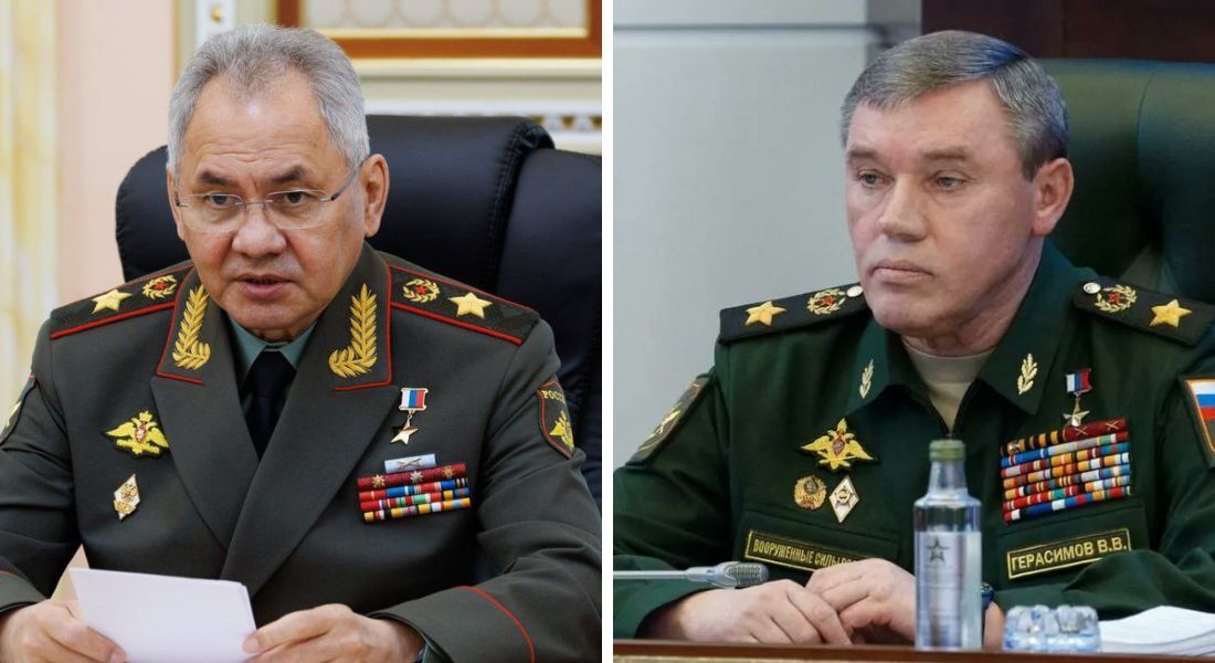 Ex-ministro da Defesa da Rússia e general Serguei Shoigu e o chefe do Estado-Maior, general Valeri Gerasimov