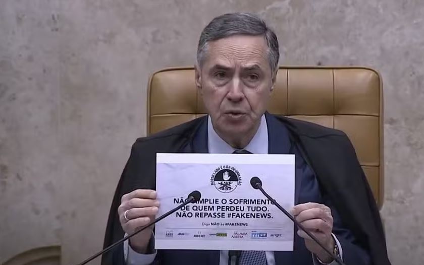 O presidente do STF, Luís Roberto Barroso, durante sessão no plenário