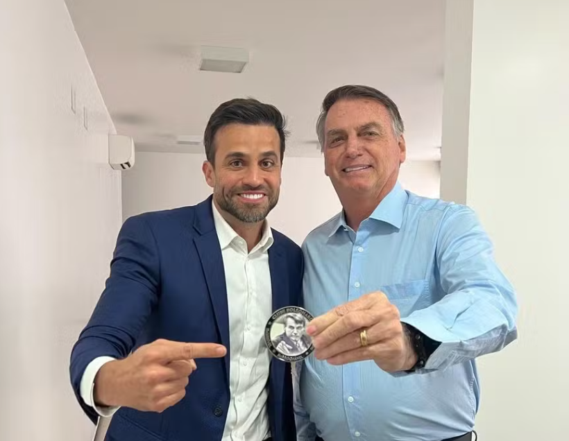 O empresário e pré-candidato à prefeitura de São Paulo Pablo Marçal e o ex-presidente Jair Bolsonaro