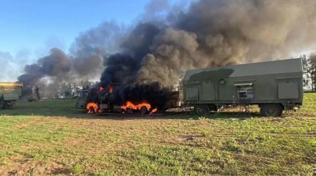 Imagem publicada por ministra ucraniana supostamente mostra sistema de mísseis russo S-300 atingido por arma fornecida pelo Ocidente dentro do território da Rússia