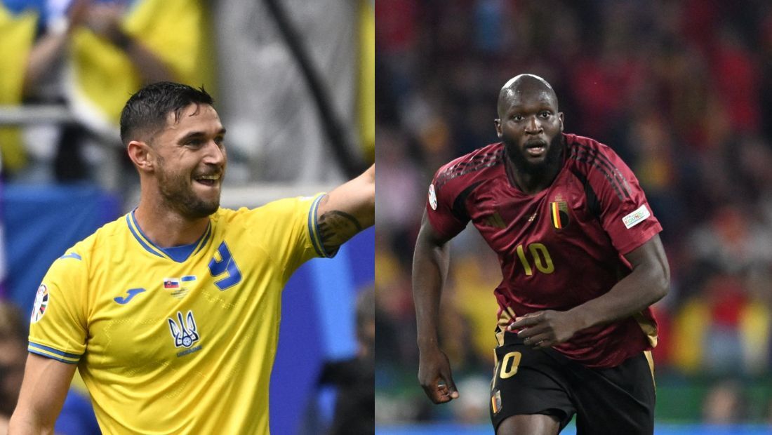 Yaremchuk (esq) e Lukaku (dir), atacantes da Ucrânia e Bélgica