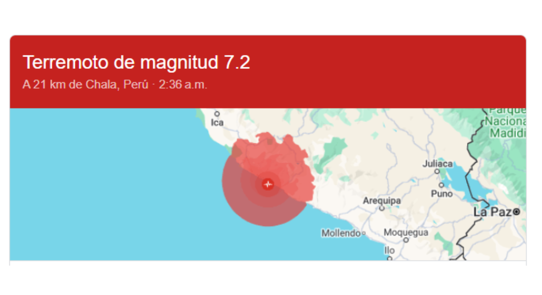 Terremoto de magnitude 7 sacode a costa sul do Peru