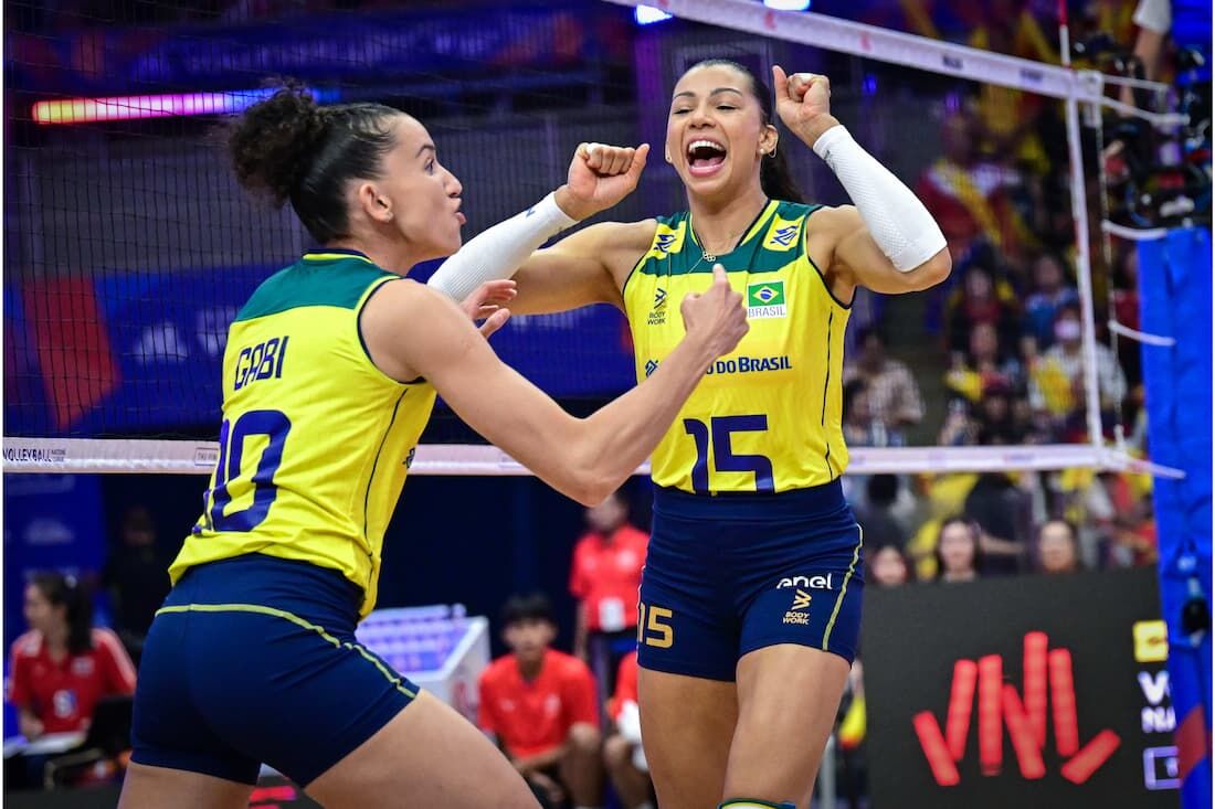 Seleção feminina vence Tailândia, mantém série invicta e vai à semifinal da Liga das Nações