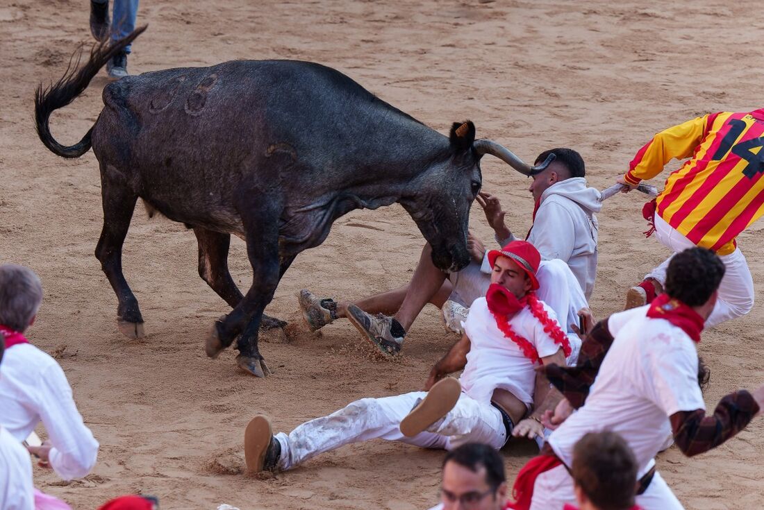 Corrida tradicional de touros na Espanha deixa feridos