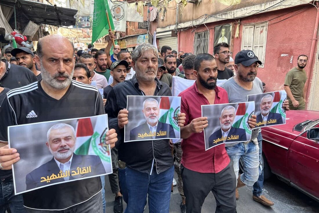 Pessoas saem às ruas no Sul do Líbano lamentando a morte do líder do Hamas, Ismail Haniyeh