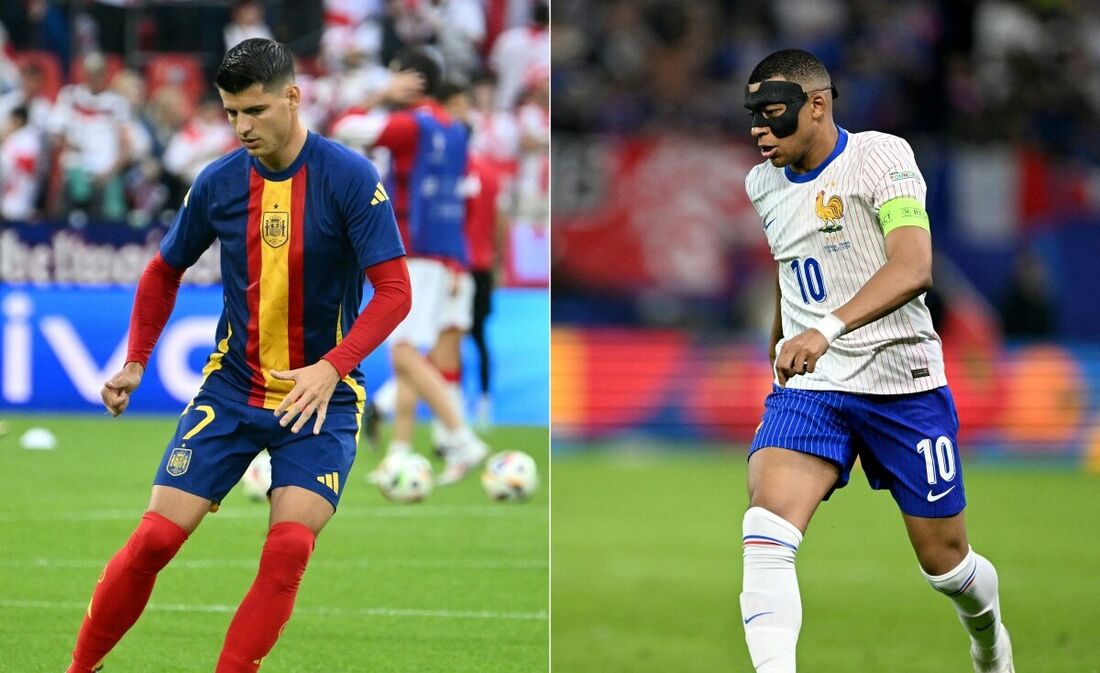 Morata, da Espanha, e Mbappé, da França