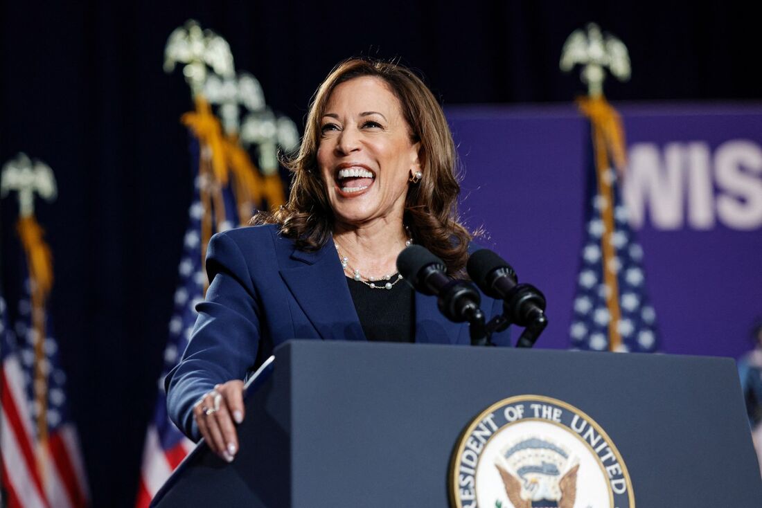 A candidata do Partido Democrata, Kamala Harris