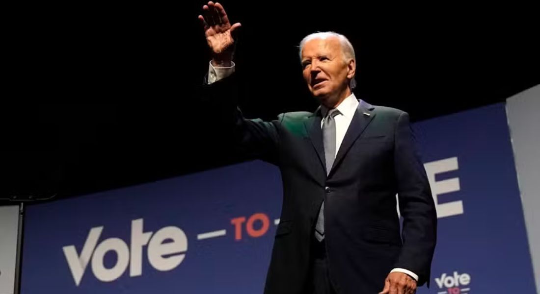 O presidente dos EUA, Joe Biden, em comício em Las Vegas