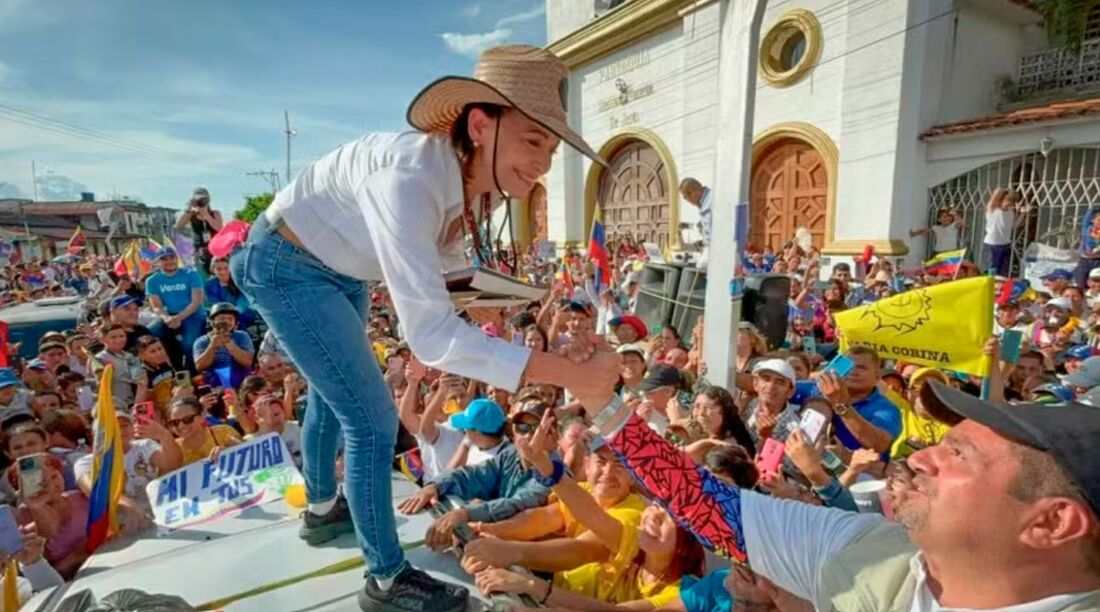 María Corina Machado em campanha nas eleições presidenciais da Venezuela em Táchira 