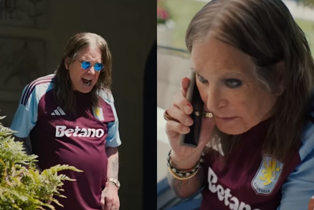 Ozzy Osbourne estrela o comercial do Aston Villa ao lado do colega Geezer Butler, do Black Sabbath