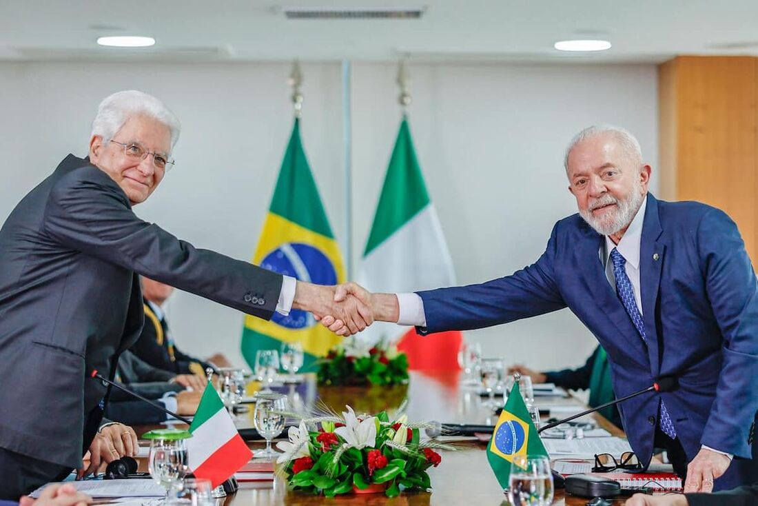 O presidente da Itália, Sergio Mattarella, e o Presidente Lula.