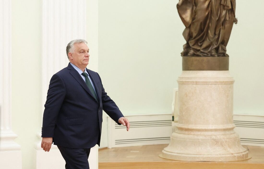 Primeiro-ministro húngaro, Viktor Orban, chega para se encontrar com o presidente russo Vladmir Putin