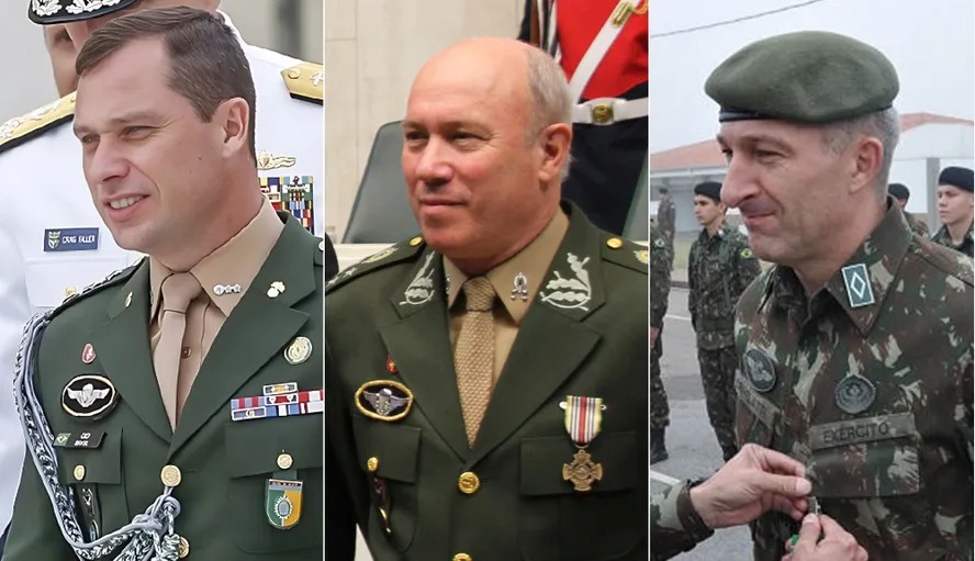 Tenente-coronel Mauro Cid, general Mauro César Lourena Cid e o tenente Osmar Crivelatti 