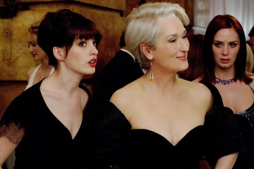 Anne Hathaway, Meryl Streep e Emily Blunt em 'O diabo veste Prada' 