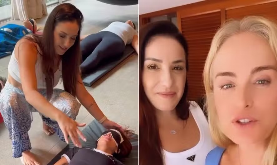 A especialista em 'Kundalini', Thais Galassi, com Anitta e Angélica 