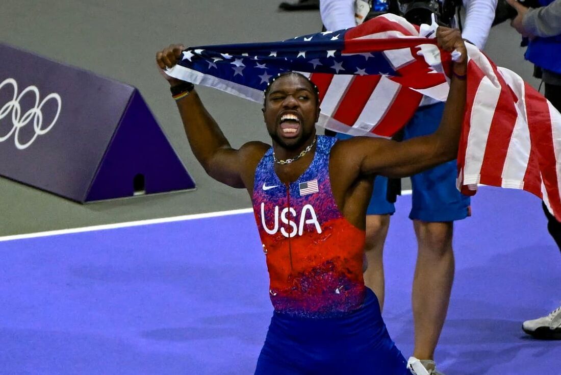 Noah Lyles conquistou o ouro nos 100m rasos da Olimpíada de Paris-2024 