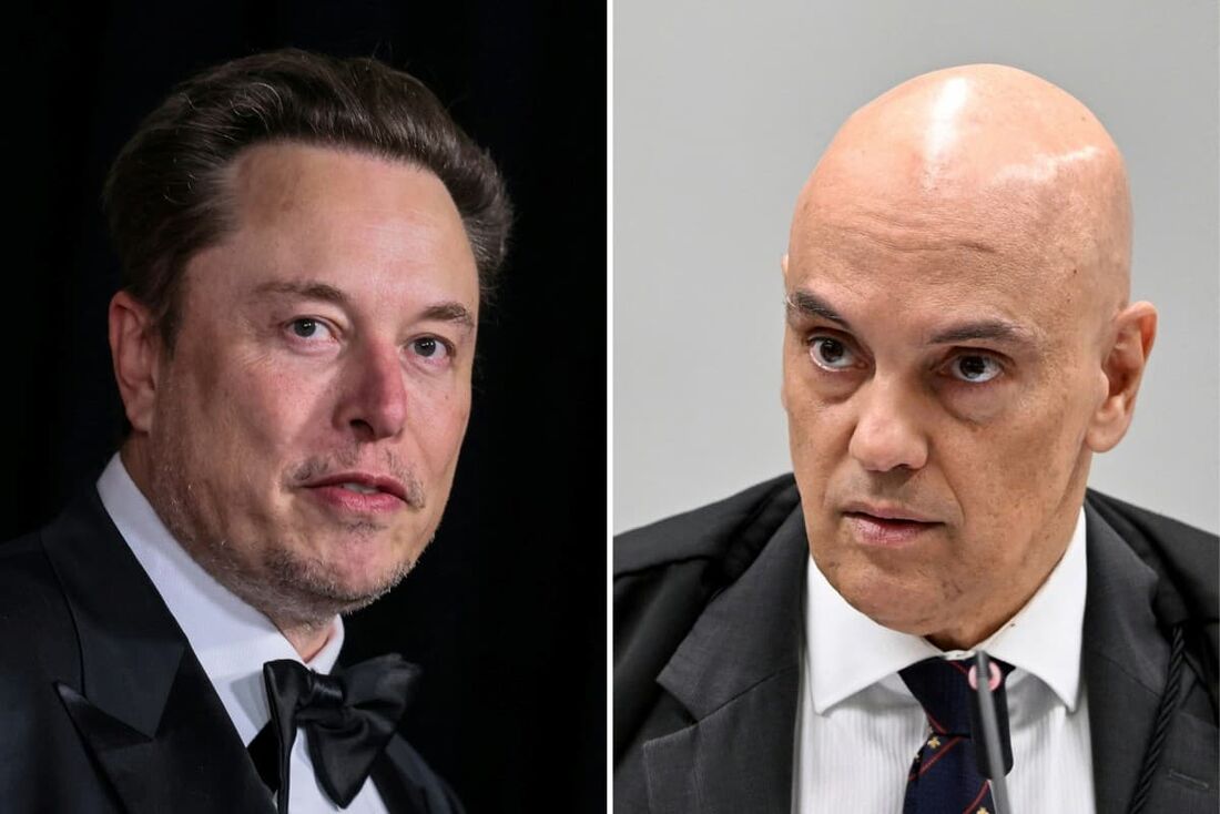 Empresário Elon Musk e o ministro do STF Alexandre de Moraes