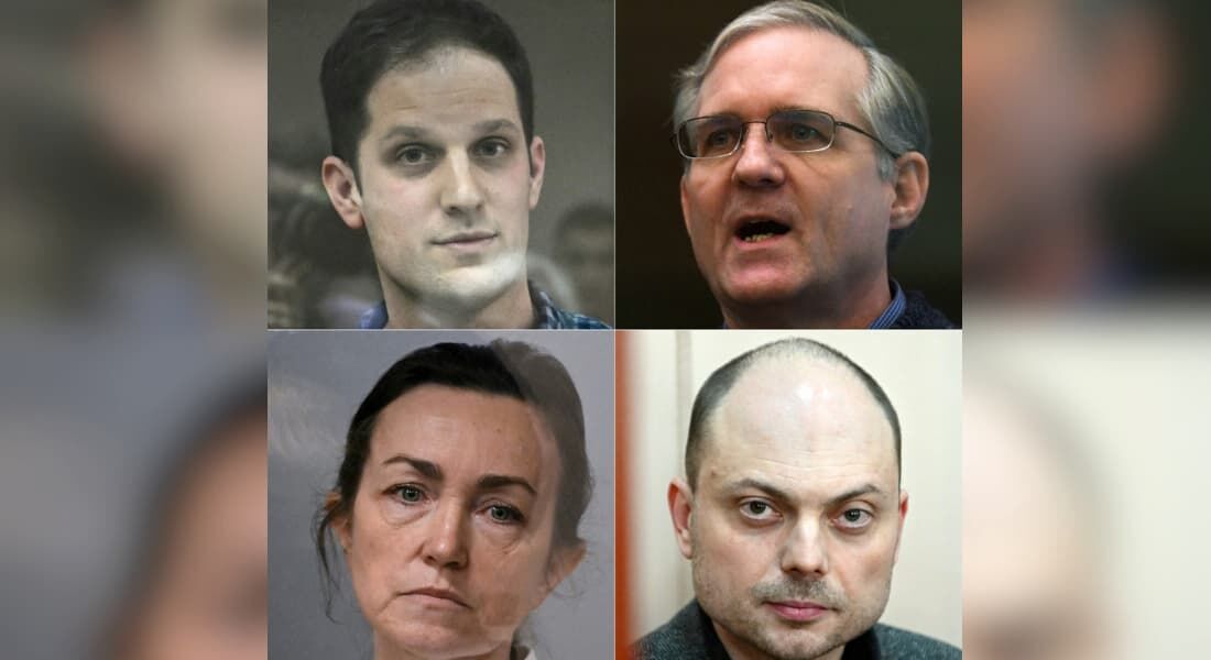 Ex-prisioneiros Gershkovich, Whelan, Kurmasheva e Kara-Murza