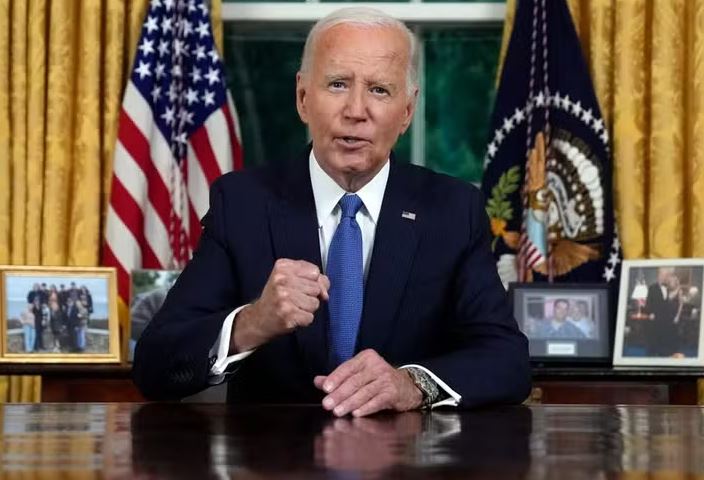 O presidente dos EUA, Joe Biden, em discurso à nação após deixar corrida eleitoral 