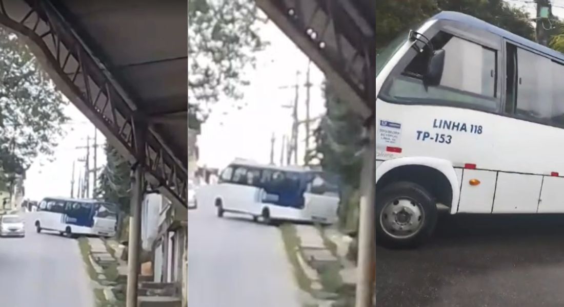 Micro-ônibus derrapa no momento em que subia uma ladeira em Marcos Freire