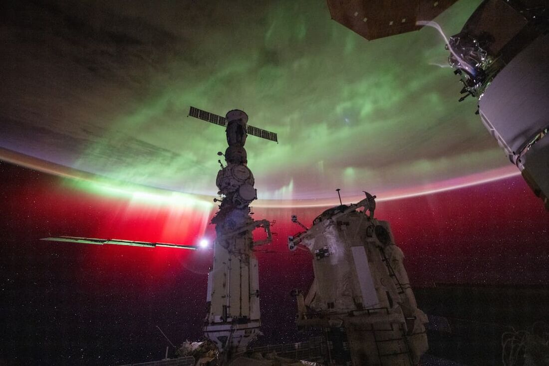 Aurora boreal registrada pelo astronauta Matthew Dominick