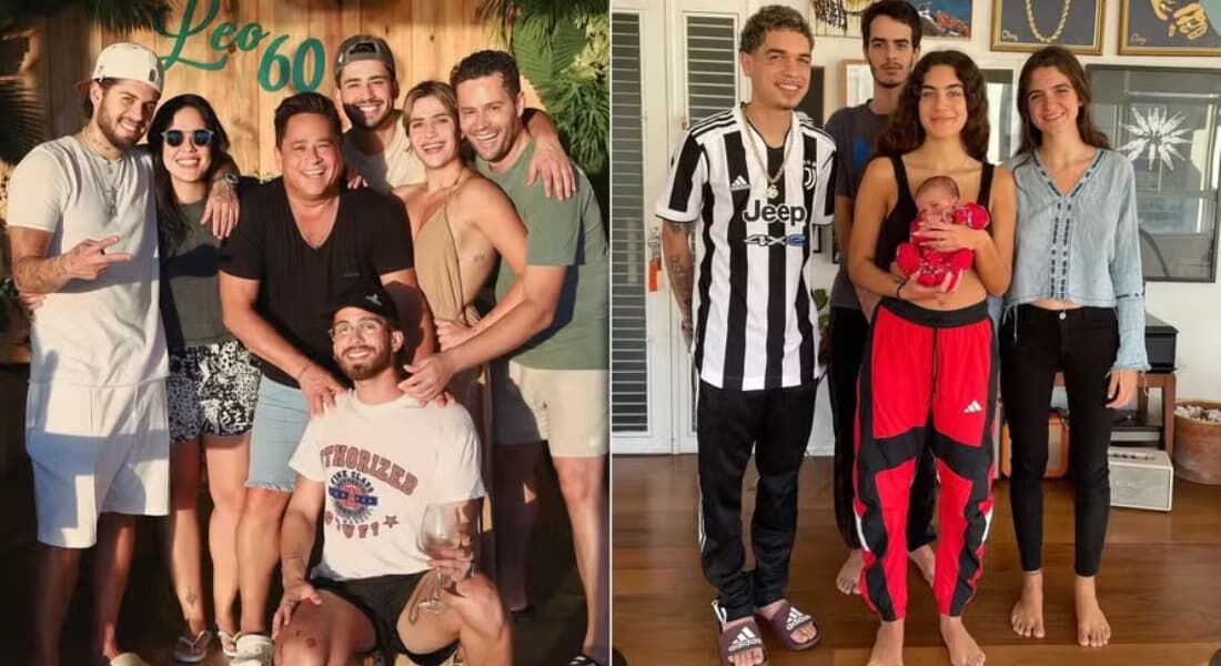 Leonardo com os filhos e a prole de Marcelo D2: Dia dos Pais rende homenagens nas redes