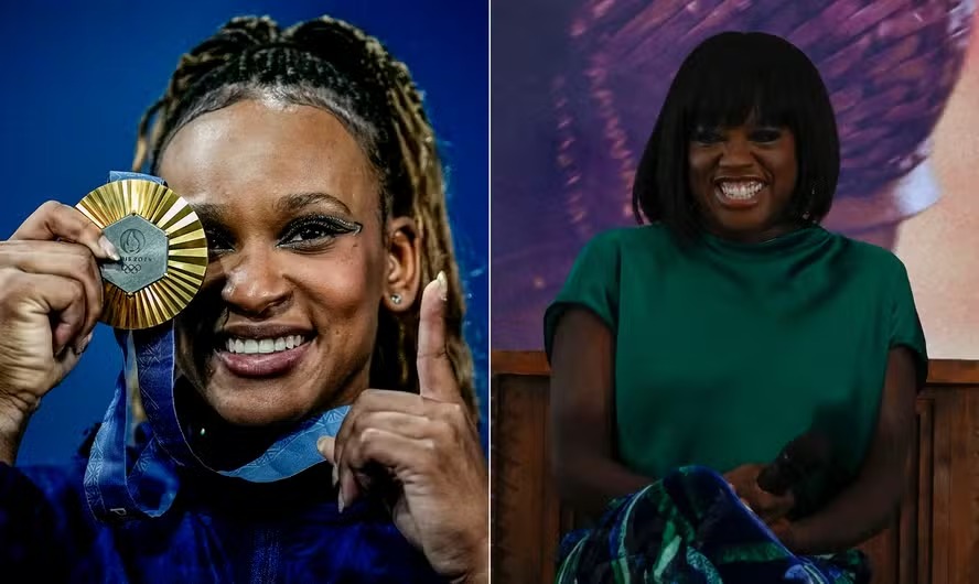 Rebeca Andrade com o ouro olímpico e Viola Davis lançando 'A mulher rei' no Rio, em 2022 