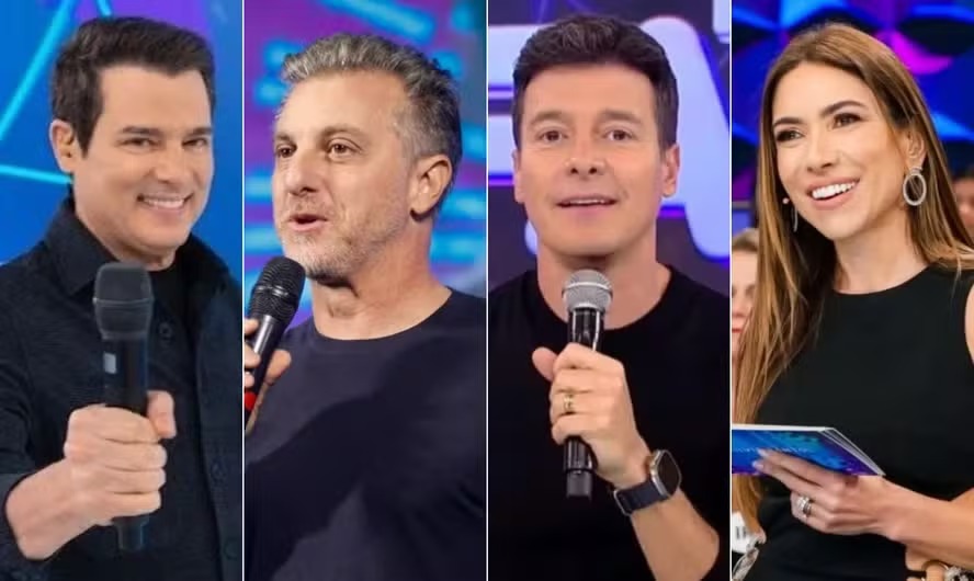 Celso Portiolli, Luciano Huck, Rodrigo Faro e Patrícia Abravanel 