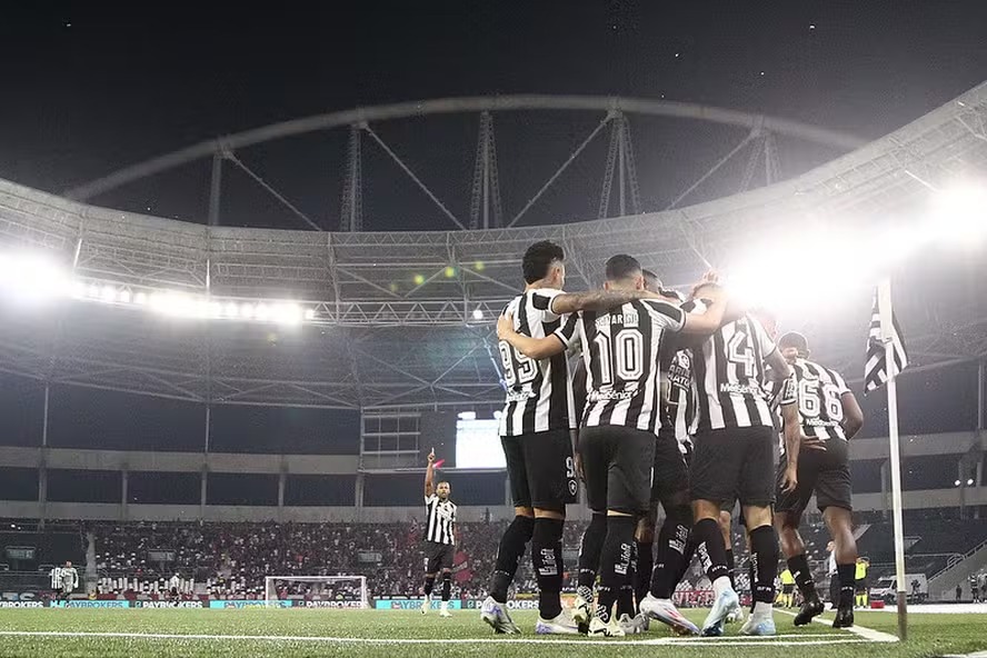 Jogadores do Botafogo comemoram no Nilton Santos 