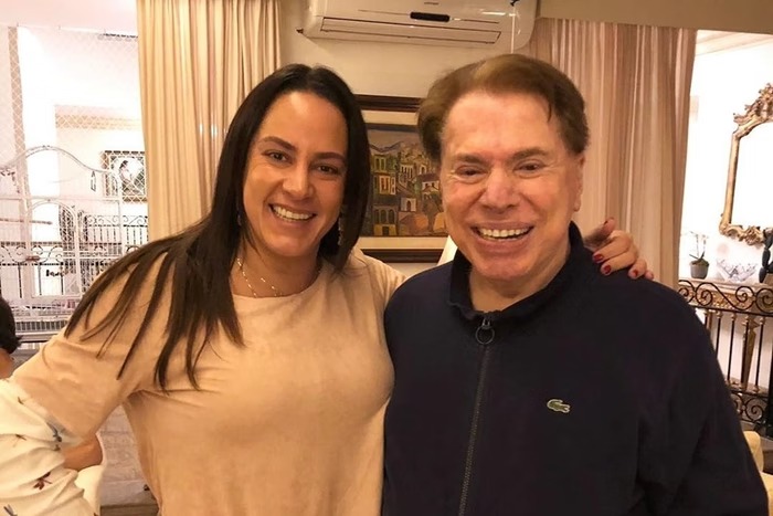 Silvia Abravanel ao lado do pai, Silvio Santos