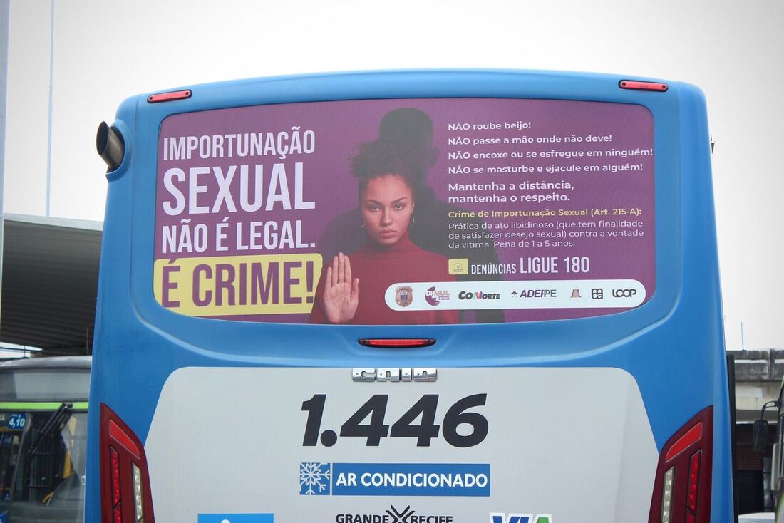 Polícia Civil de Pernambuco lança campanha "Importunação Sexual é Crime", nos ônibus da RMR