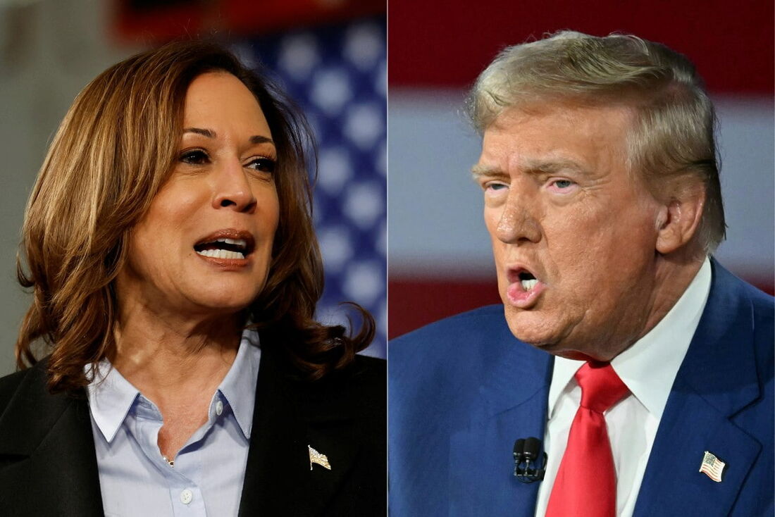 A vice-presidente dos EUA e candidata presidencial democrata Kamala Harris, e o ex-presidente dos EUA e candidato presidencial republicano Donald Trump