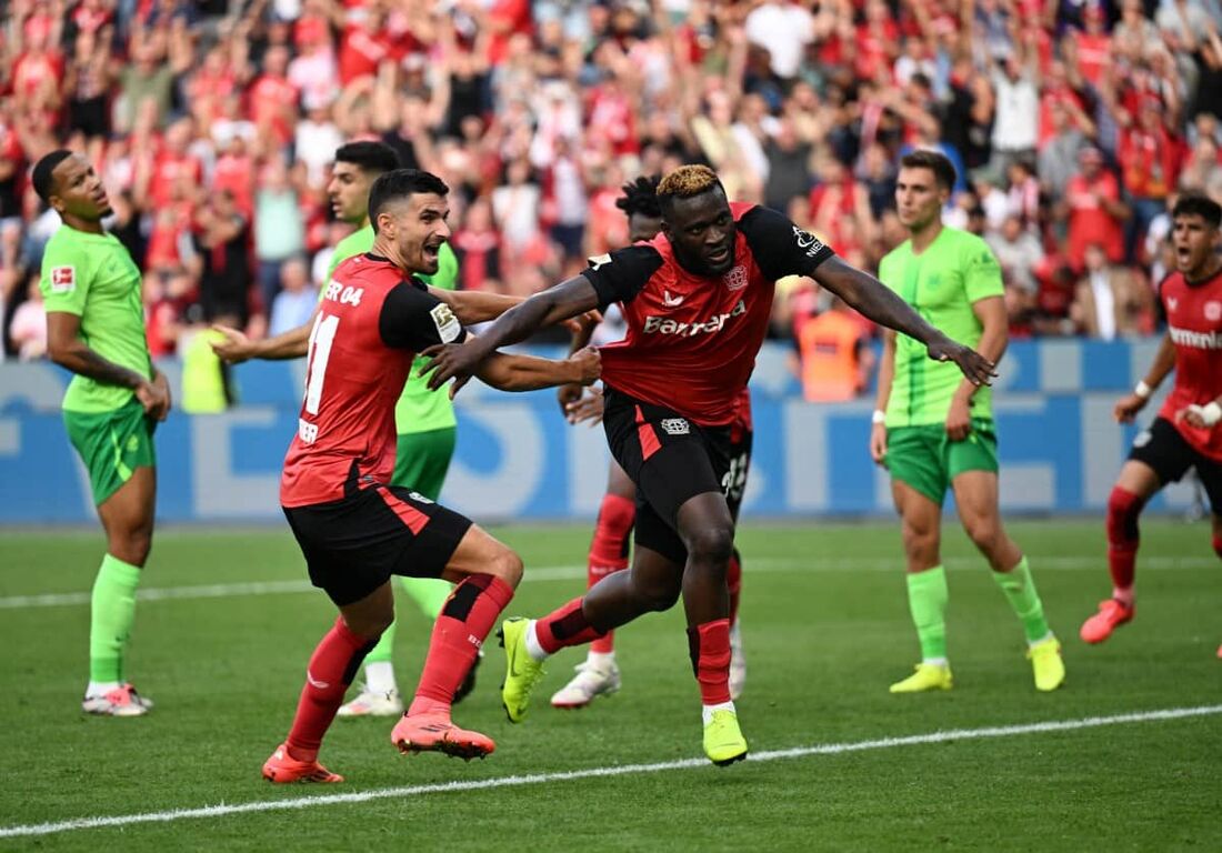 Boniface marcou o gol da vitória para os atuais campeões da Bundesliga 