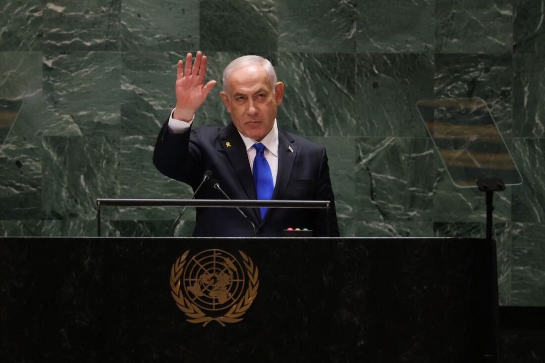 Primeiro-ministro de Israel, Benjamin Netanyahu, em discurso na ONU