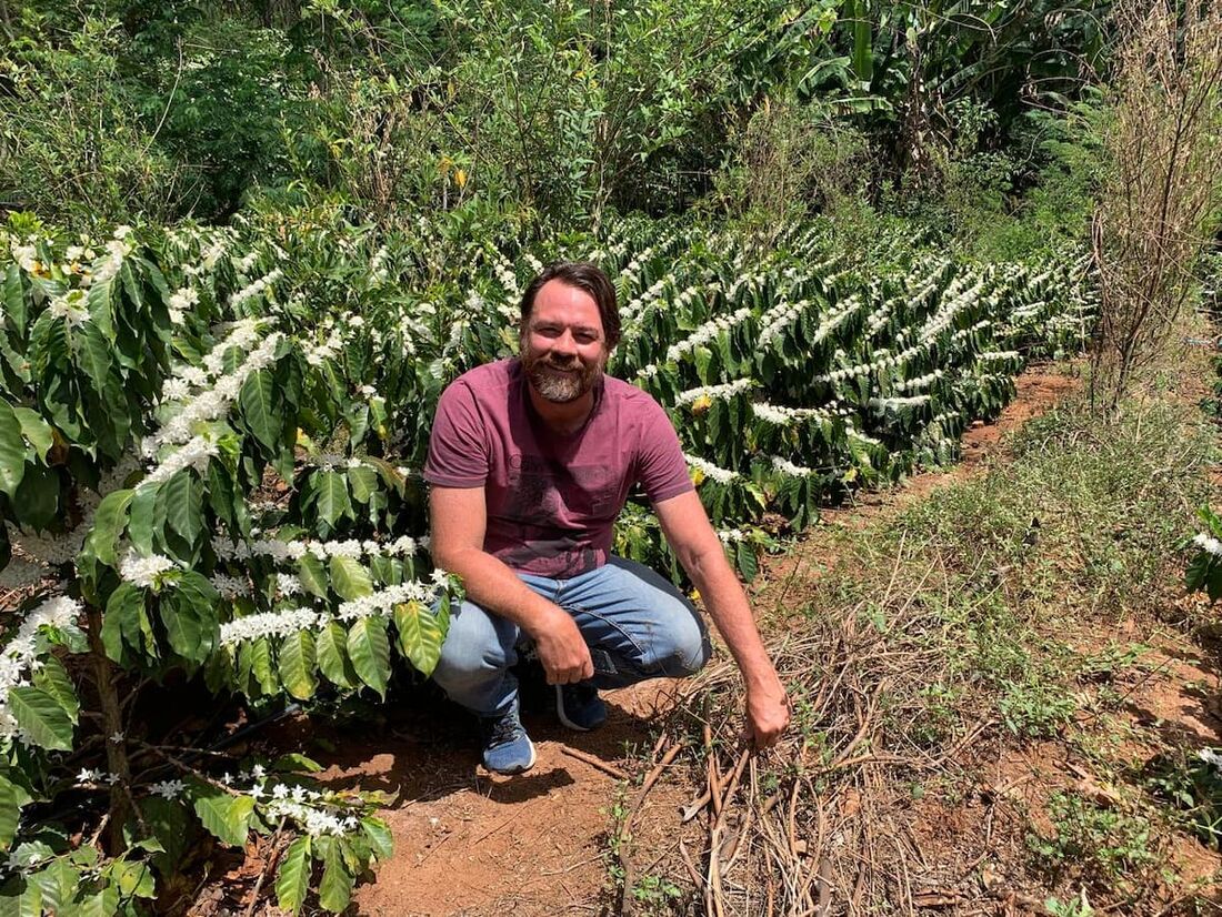 O produtor de café Gabriel Althoff investiu no agroflorestamento para driblar a crise climática