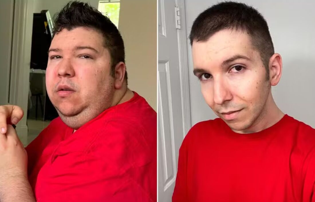 O youtuber americano Nicokado Avocado antes e depois da dieta que o fez perder 113 kg em sete meses 