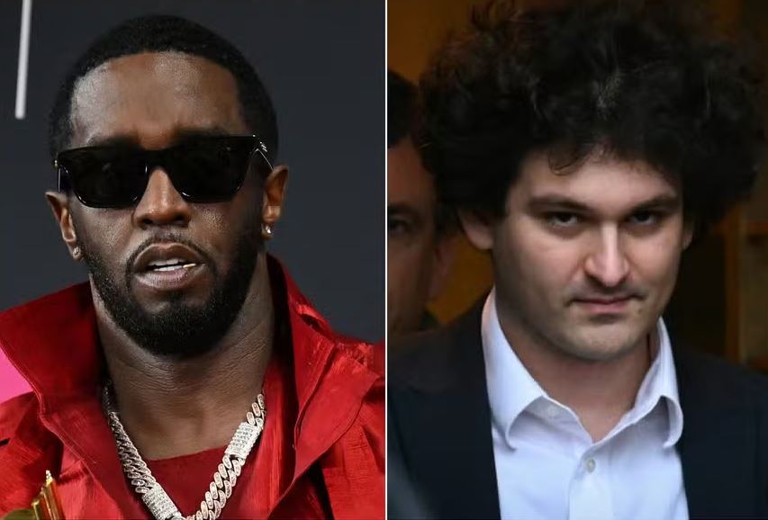 Sean Combs (á esquerda), conhecido pelo seu nome artístico Diddy, está preso na mesma unidade de uma prisão do Brooklyn que Sam Bankman-Fried (à direita), o magnata das criptomoedas condenado por fraude 