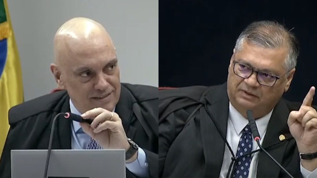 Alexandre de Moraes e Flávio Dino em julgamento