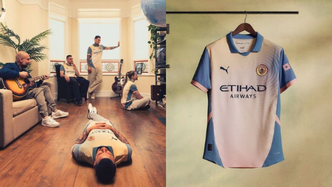 Manchester City lança uniforme com referência à capa de álbum da banda Oasis