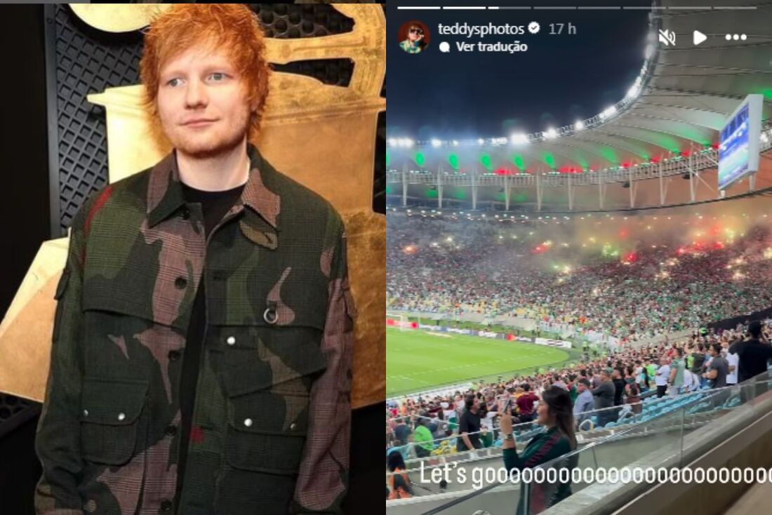 Ed Sheeran assistiu Fluminense e Atlético-MG pela Libertadores, no Maracanã, na última quarta (18)